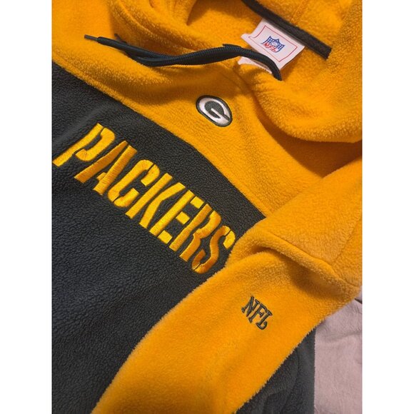 VTG NFL Greenbay Packers Hoodie Sweatshirt M Green Yellow Fleece Embroidered - Picture 8 of 9